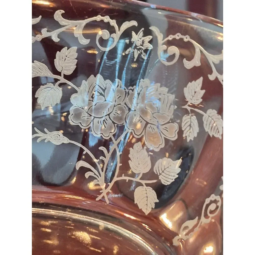 Rare‎ Fostoria Midnight Rose Etched Depression Glass Dish 1933–1957 Vintage